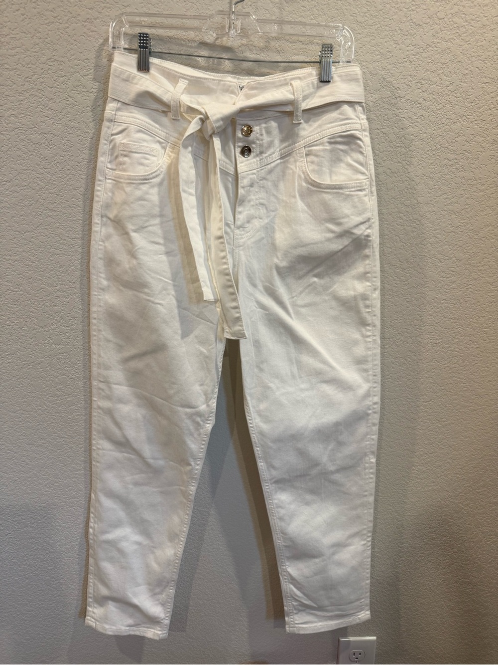 LIU JO MILANO High-Rise White Tie-Waist Women’s Jeans
